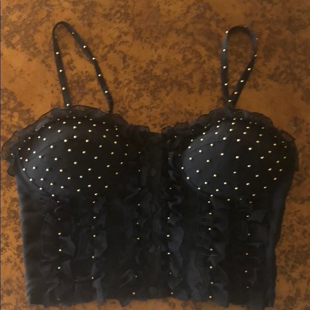 Fashion fantasy studded lace bustier top